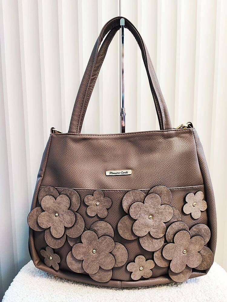 Massimo Contti torba shopper taupe kwiaty