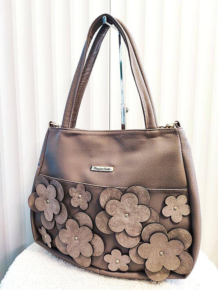 Massimo Contti torba shopper taupe kwiaty