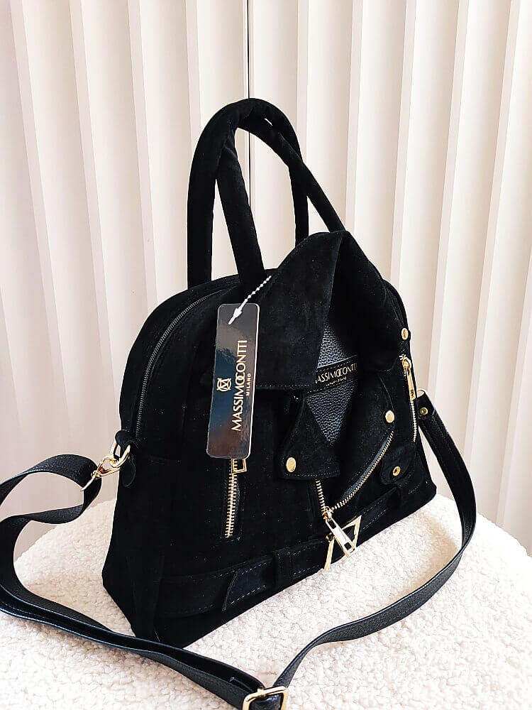 Massimo Contti torebka shopper kuferek czarna ekozamsz zip