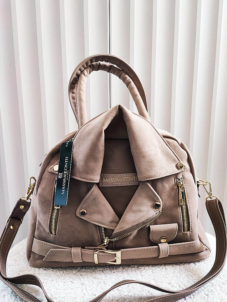 Massimo Contti torebka shopper kuferek beżowa ekozamsz zip