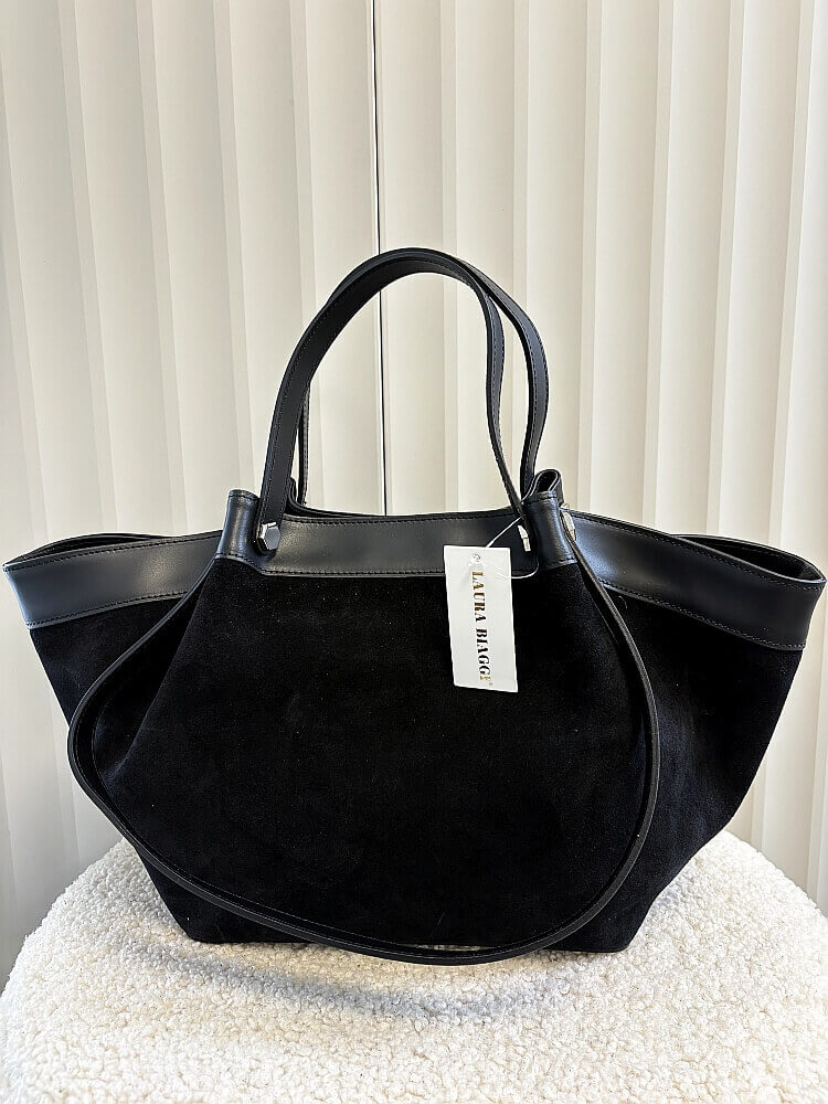 Laura Biaggi torba shopper zamszowa czarna