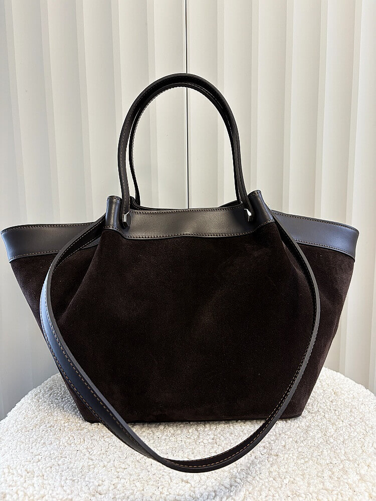 Laura Biaggi torba shopper zamszowa czekoladowa