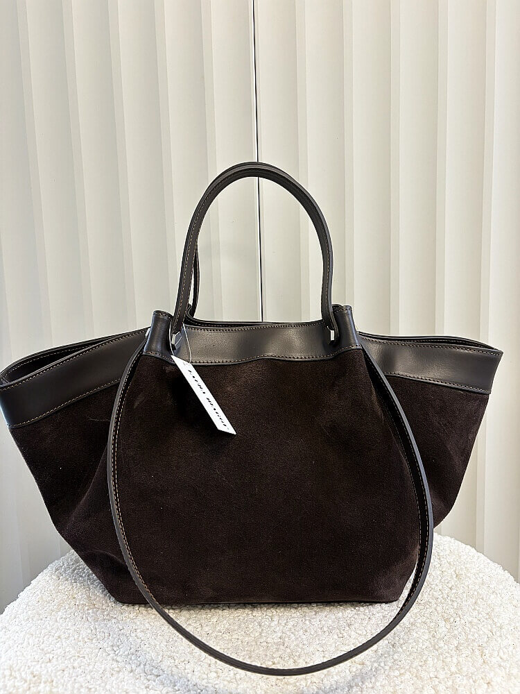 Laura Biaggi torba shopper zamszowa czekoladowa