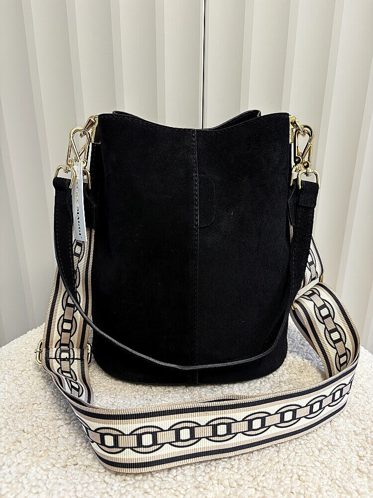 Laura Biaggi torebka worek zamszowy czarny