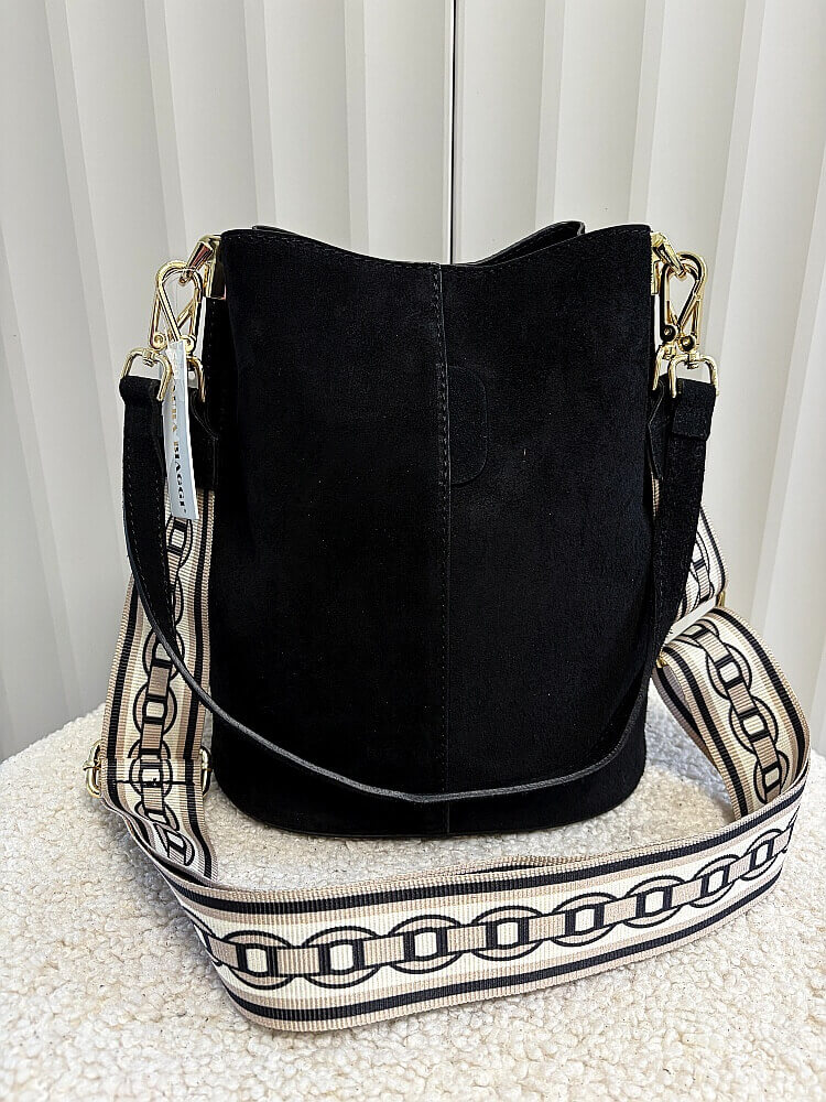 Laura Biaggi torebka worek zamszowy czarny