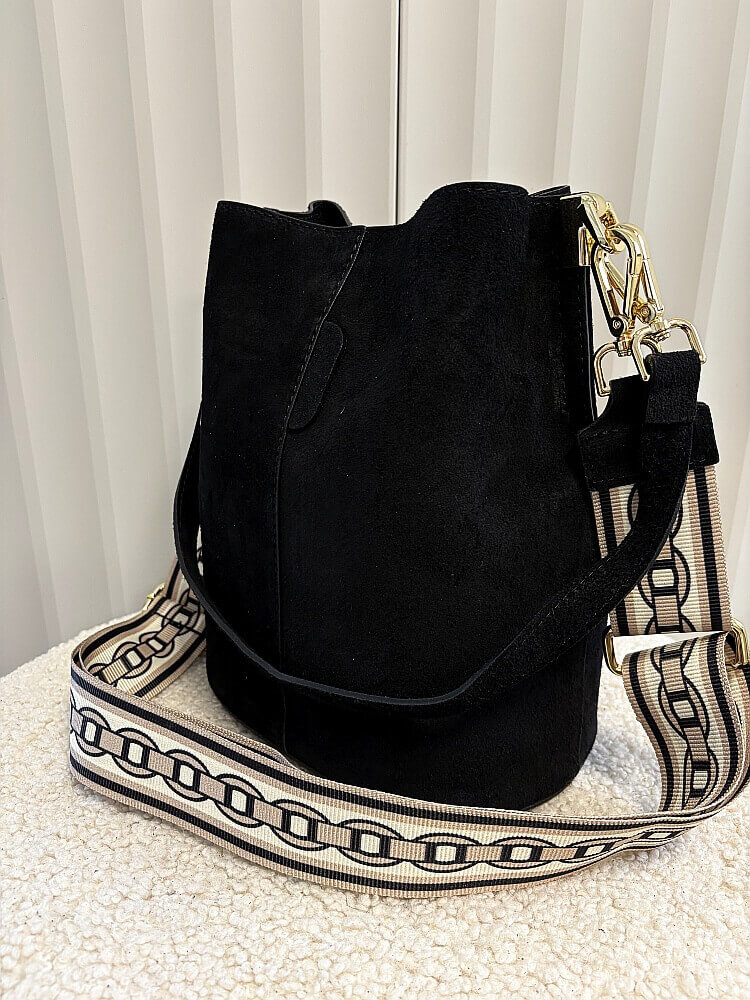 Laura Biaggi torebka worek zamszowy czarny