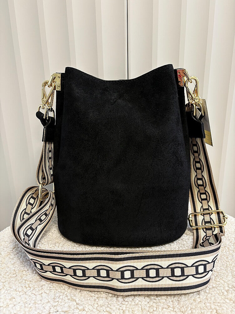 Laura Biaggi torebka worek zamszowy czarny