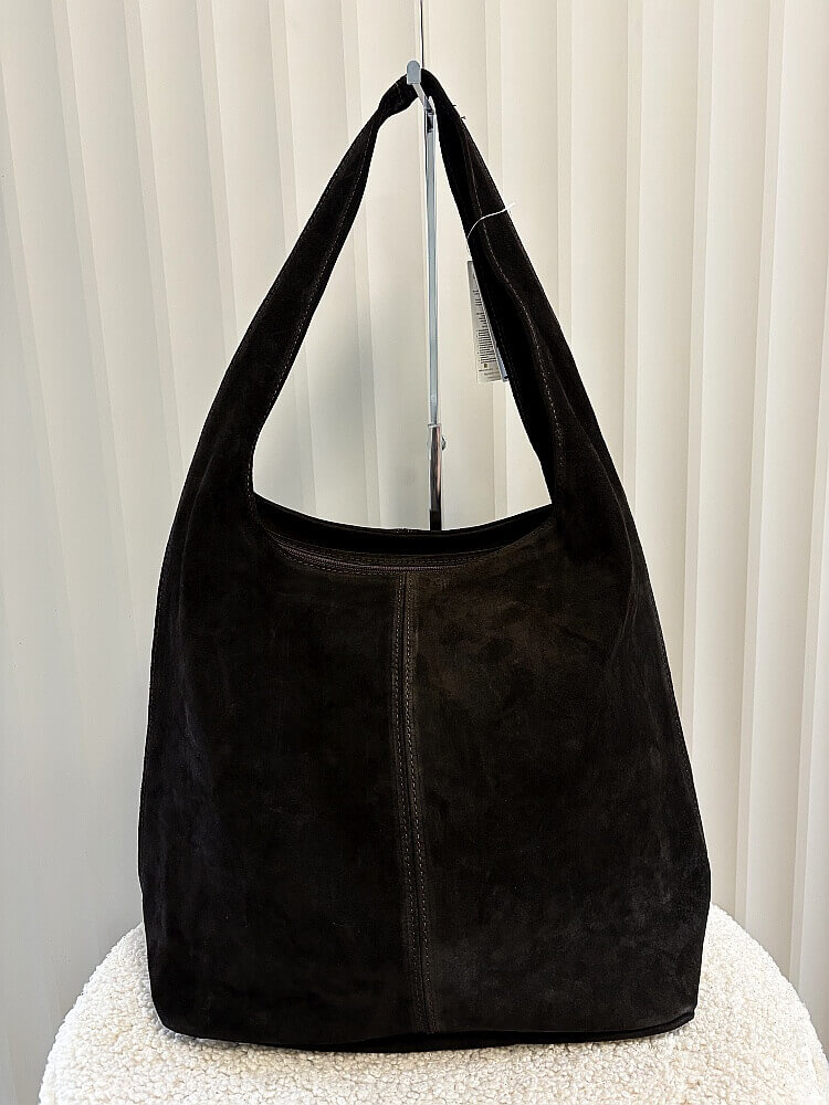 Laura Biaggi zamszowa torba shopper na ramię czekoladowa