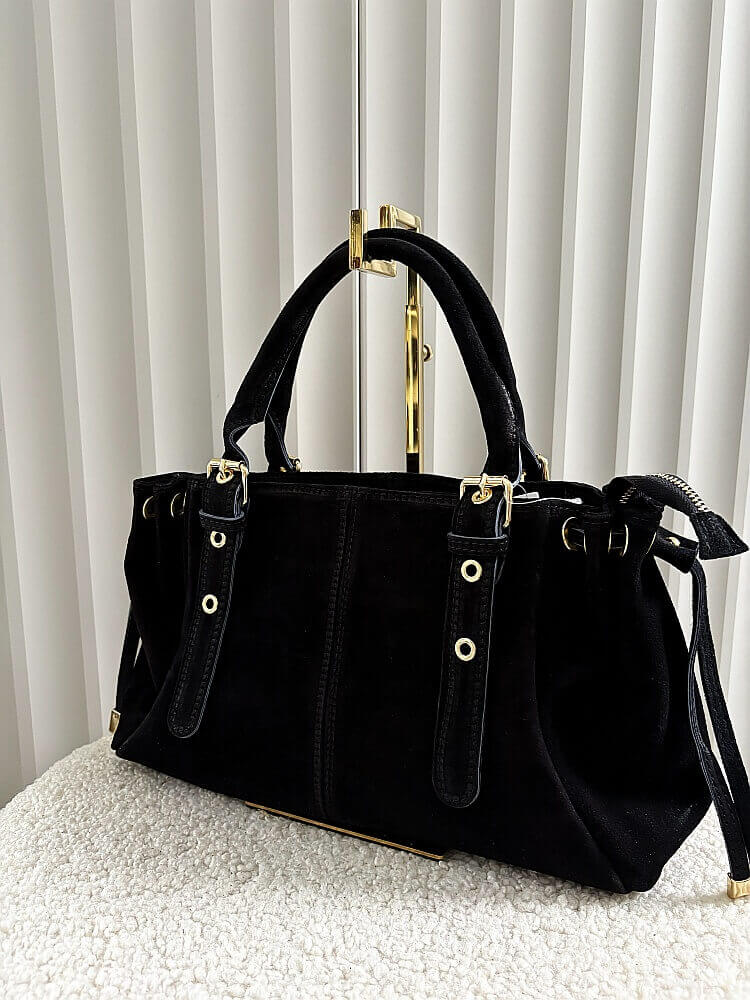 Laura Biaggi torebka shopperka zamszowa czarna