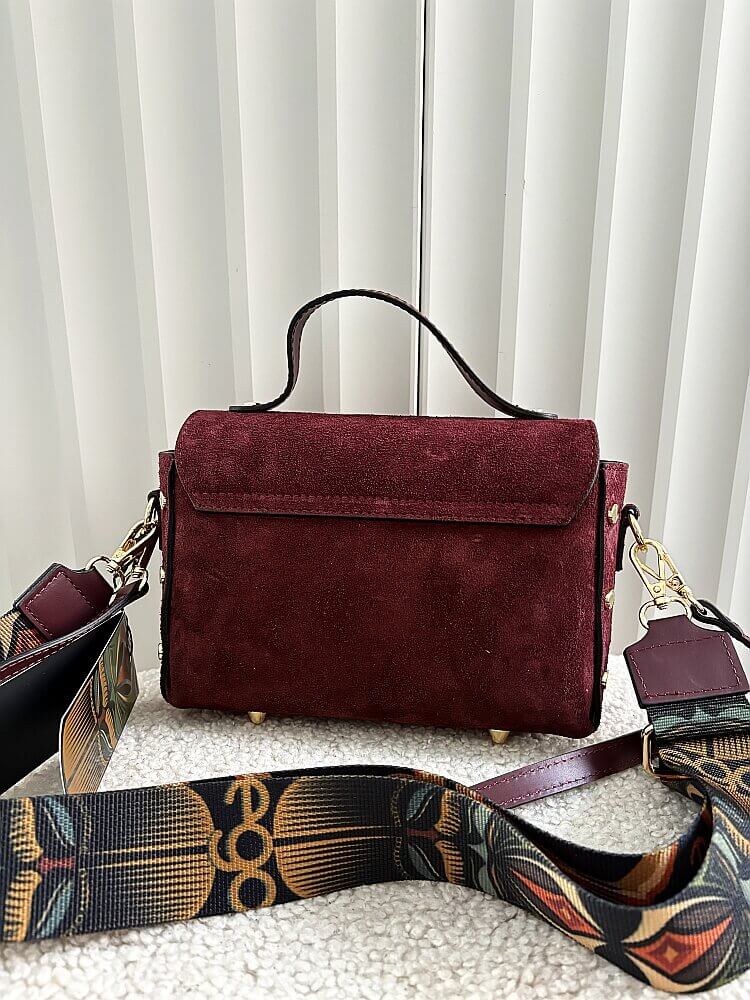 Ego listonoszka kuferek zamszowa bordowa animals