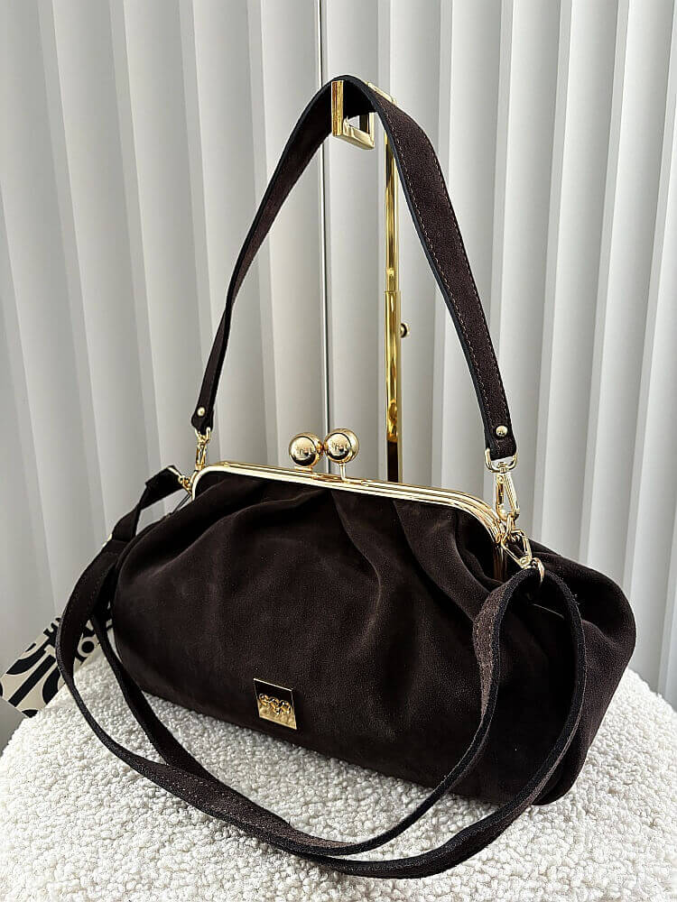 Ego torebka kuferek zamszowa czekoladowa