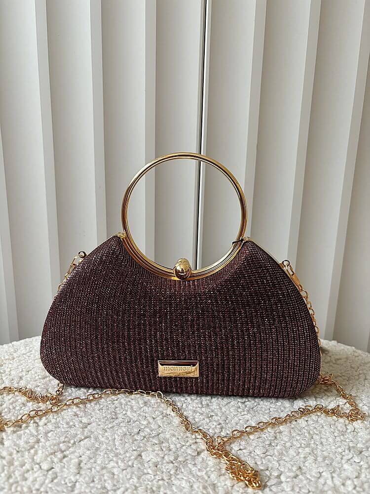 Monnari torebka wizytowa fioletowa błyszcząca z rączką