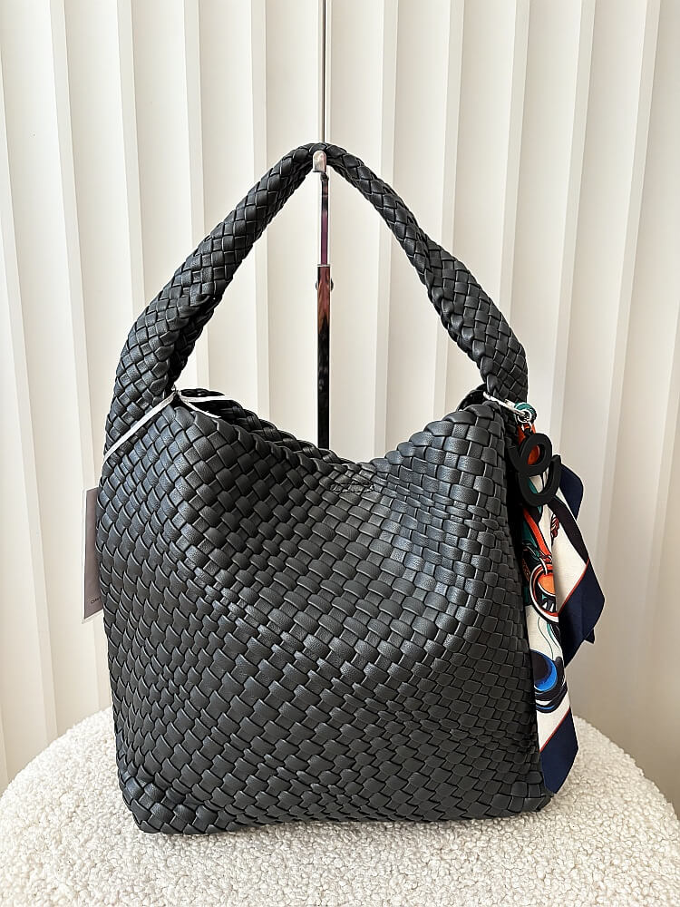 David Jones torebka shopper na ramię czarna plecionka