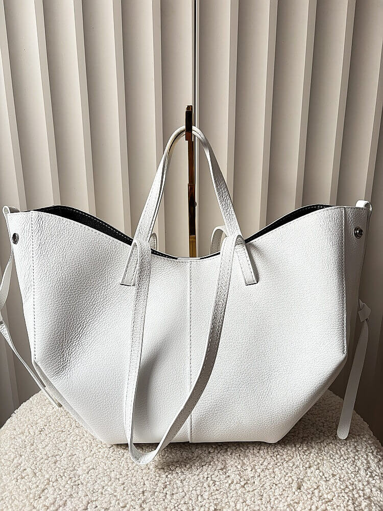 Laura Biaggi torebka shopperka skórzana biała