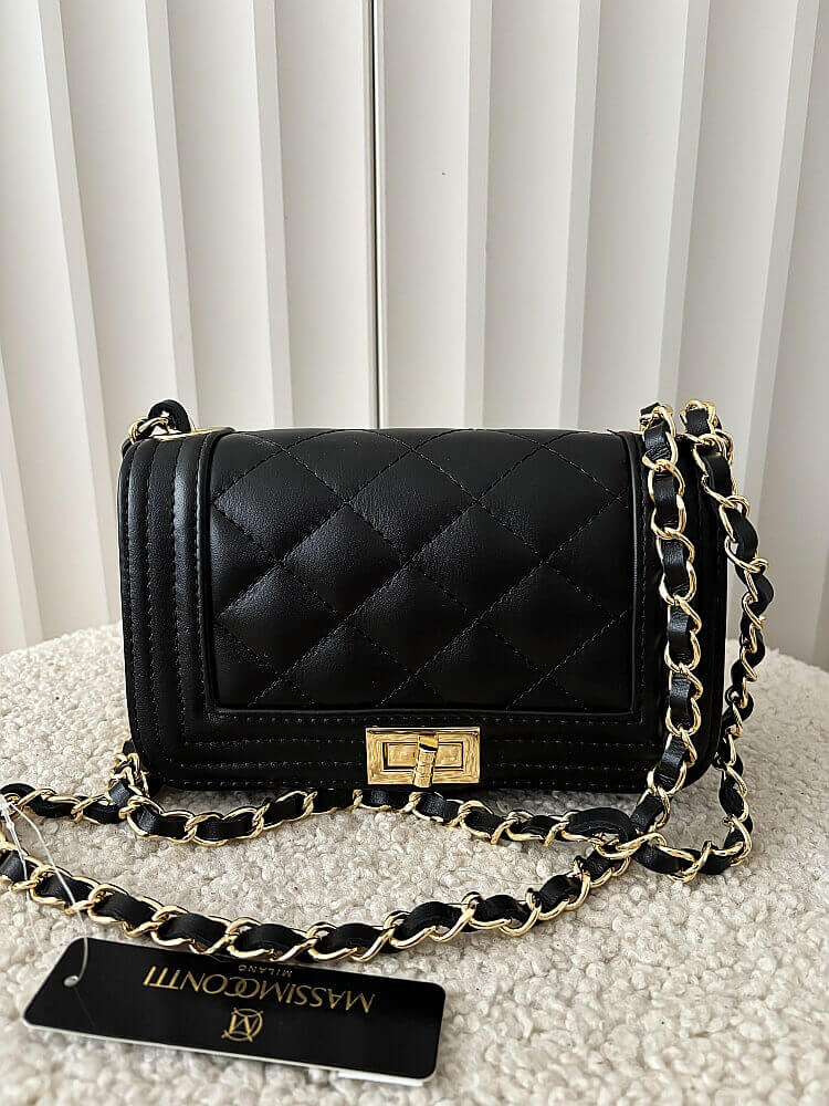 Massimo Contti torebka listonoszka skórzana czarna pikowana