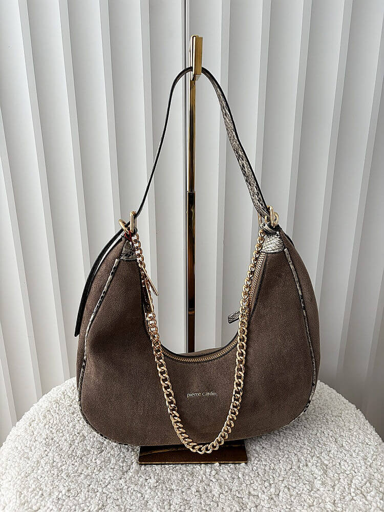 Pierre Cardin torebka listonoszka na ramię taupe ekozamsz