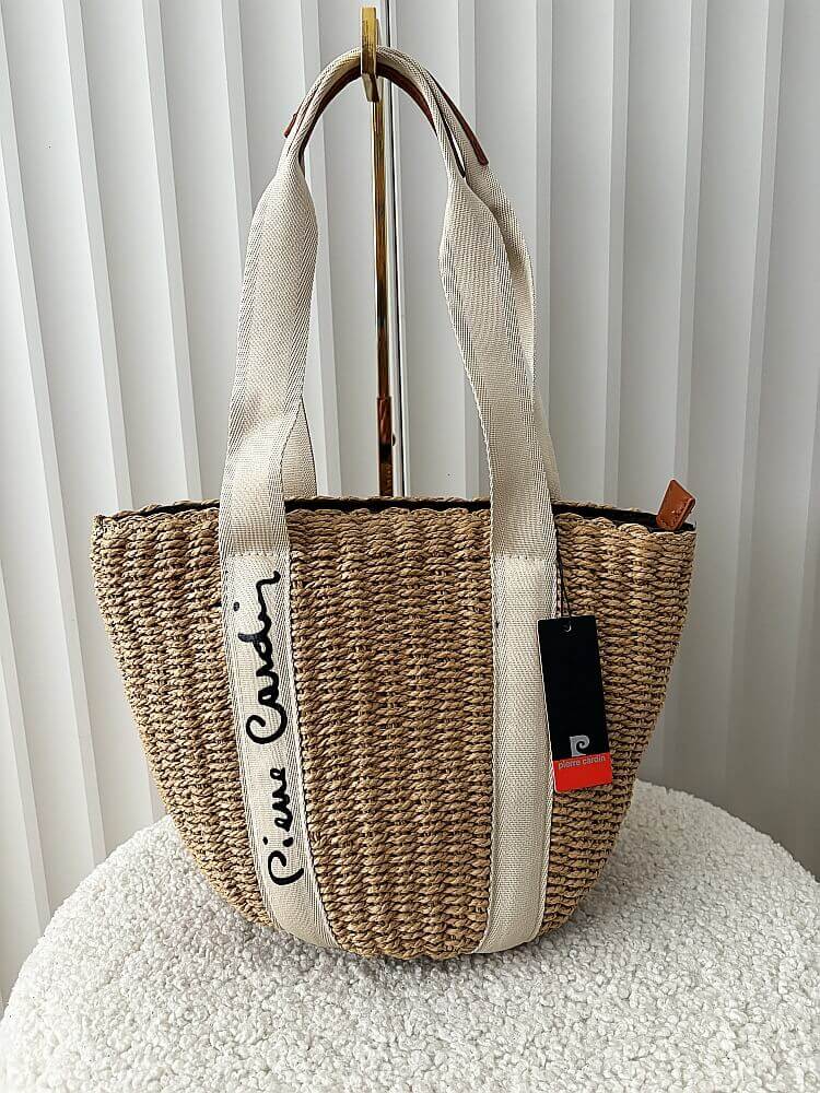 Pierre Cardin torebka shopperka koszyk beżowa