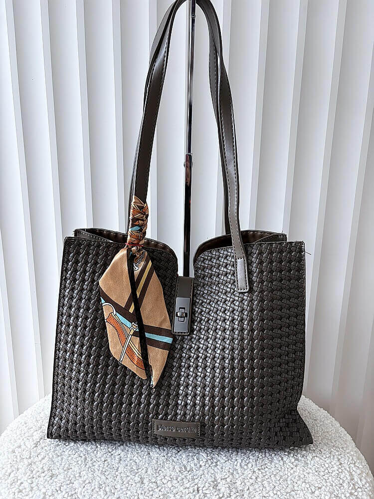 Pierre Cardin torba shopper taupe plecionka