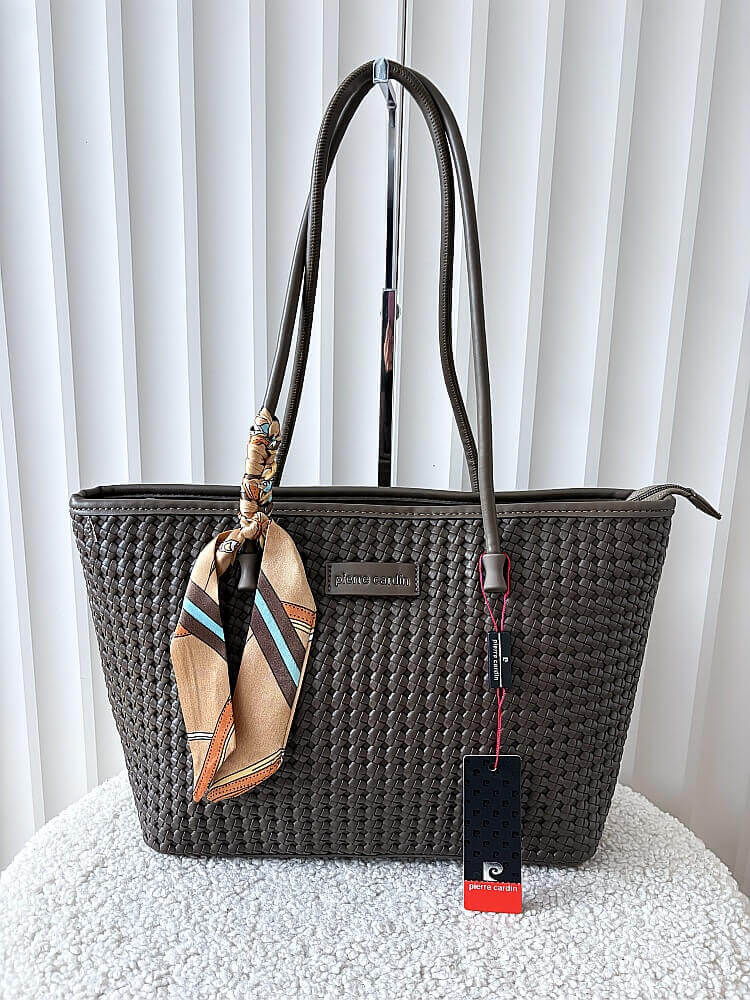 Pierre Cardin torebka shopper taupe plecionka