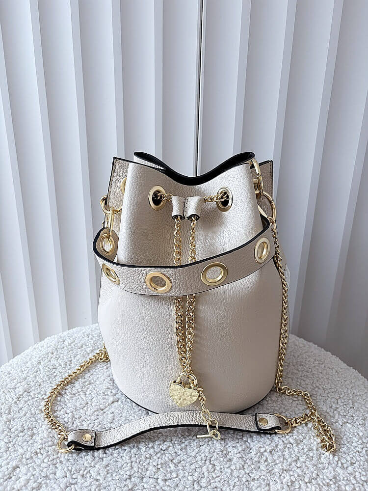 Laura Biaggi torebka worek skórzany beżowy