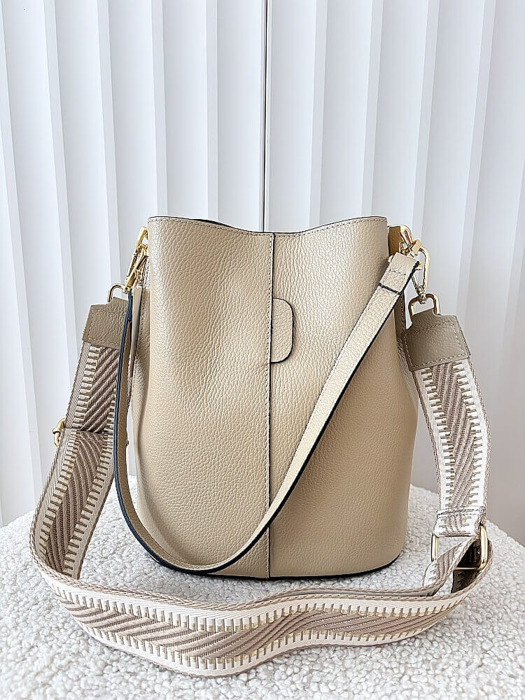 Torebka worek skórzany beżowy