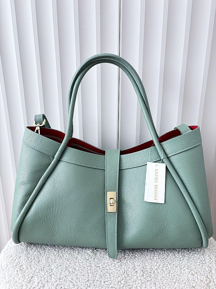 Laura Biaggi torebka shopper skórzana zielona