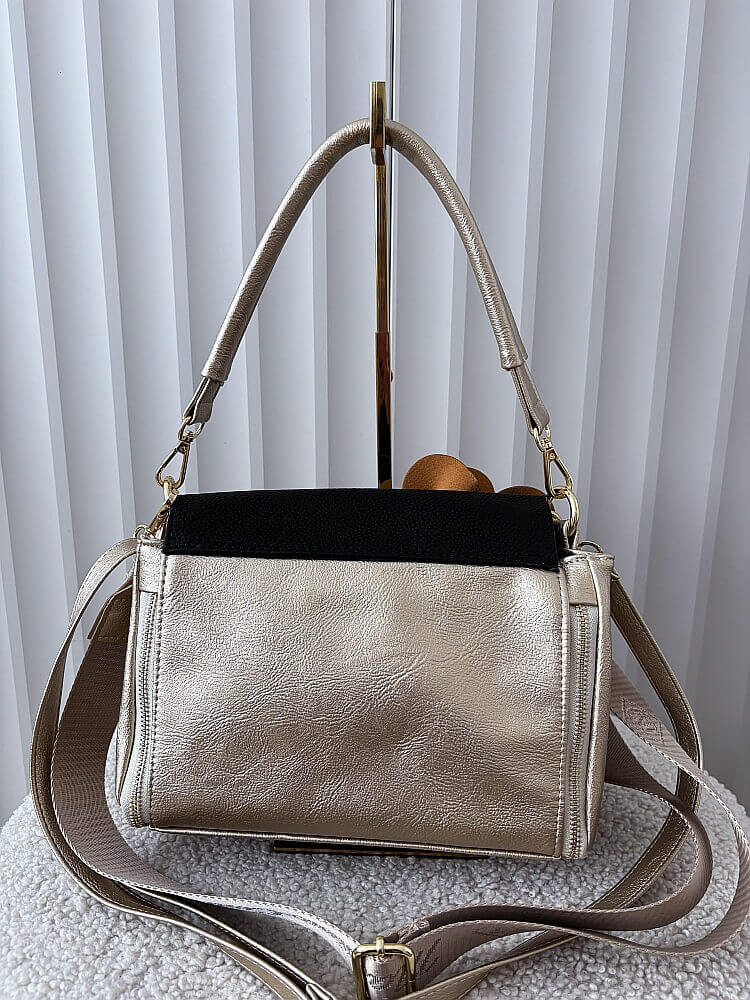 Massimo Contti torebka listonoszka złota z czarnym kwiaty zip