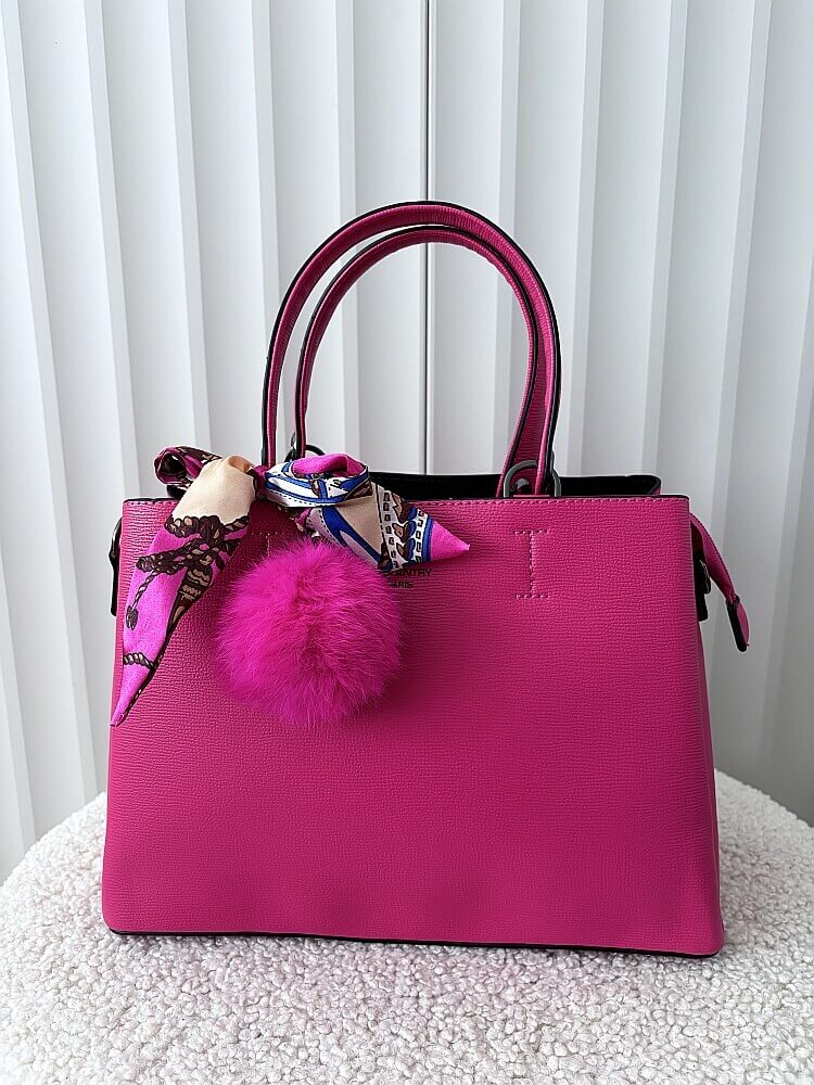 Gallantry torebka shopperka fuksja z breloczkiem