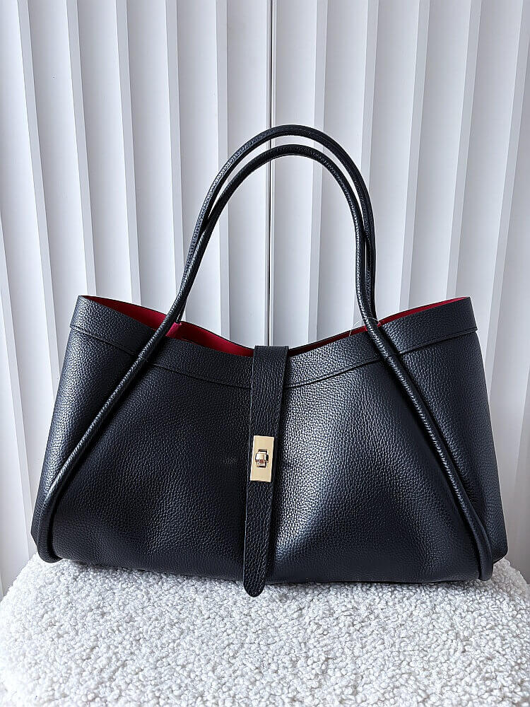 Laura Biaggi torebka shopper skórzana czarna