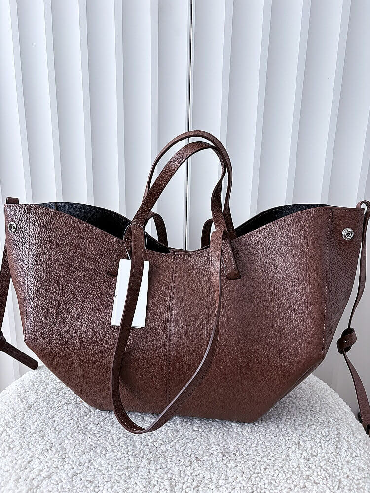 Laura Biaggi torebka shopperka skórzana brązowa