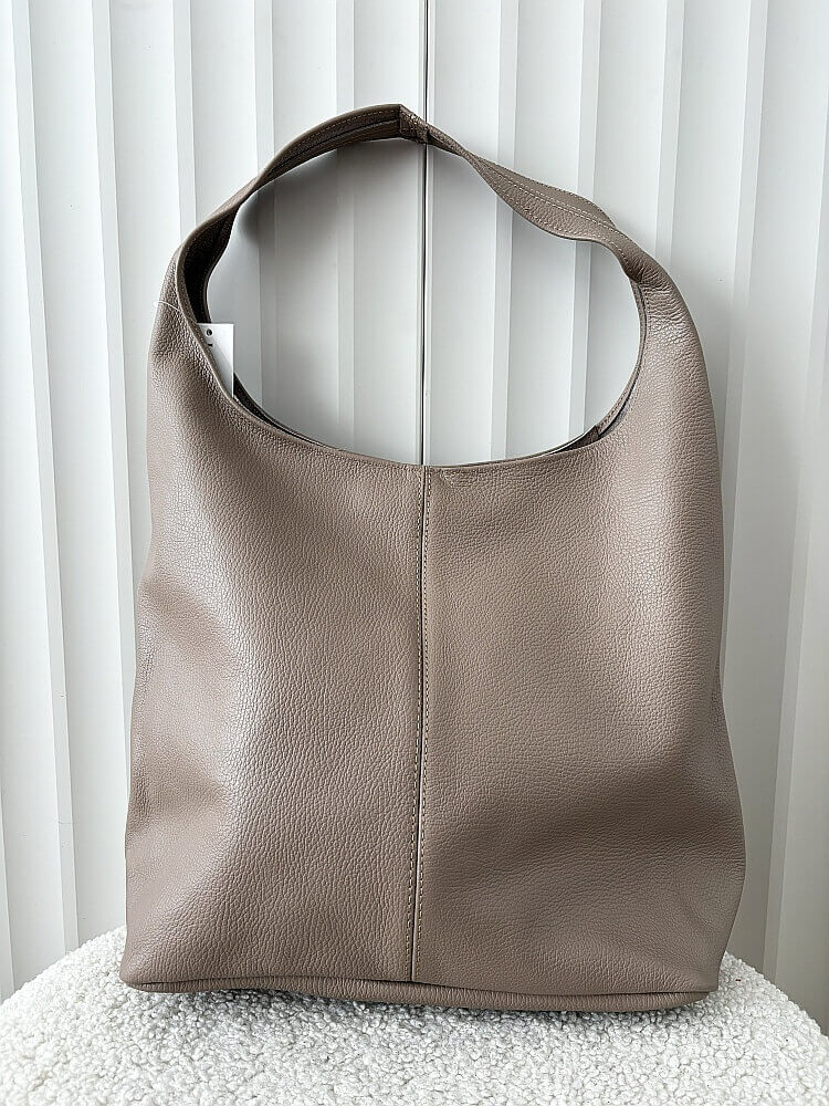 Laura Biaggi skórzana torba shopper na ramię taupe