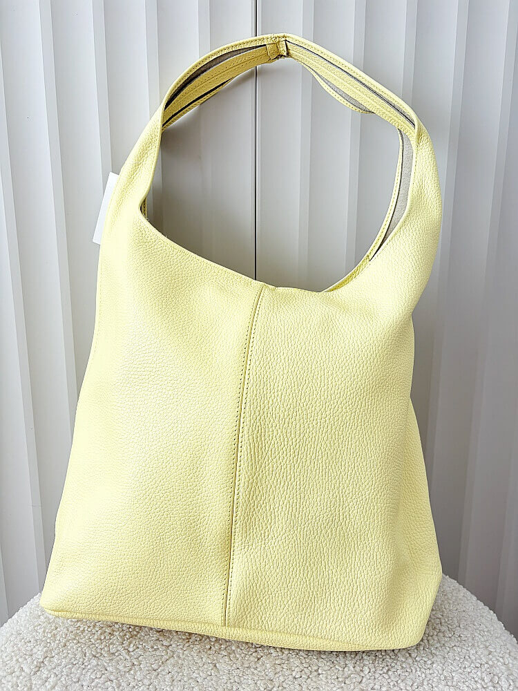 Laura Biaggi skórzana torba shopper na ramię żółta