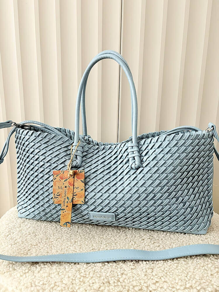 Mandoline torebka shopperka na ramię niebieska plecionka