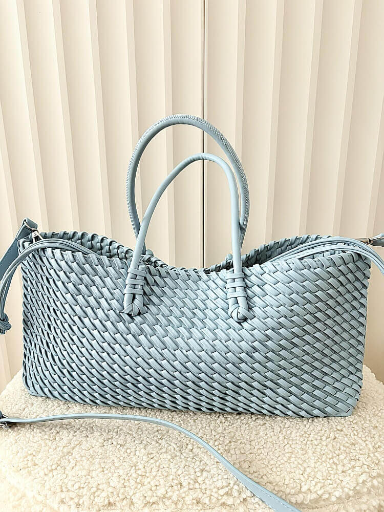 Mandoline torebka shopperka na ramię niebieska plecionka