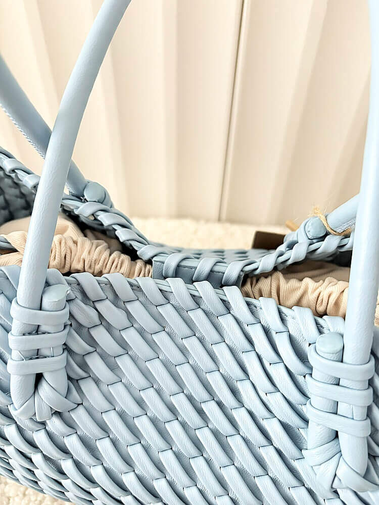 Mandoline torebka shopperka na ramię niebieska plecionka