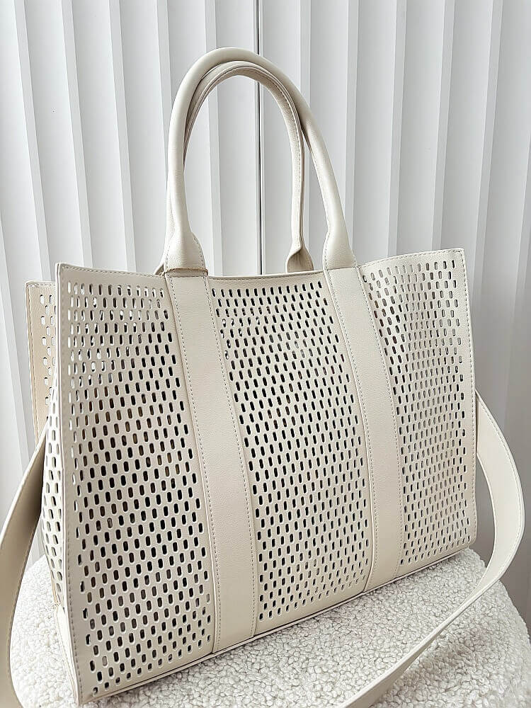 Mandoline torebka shopper jasnobeżowa ażurowa