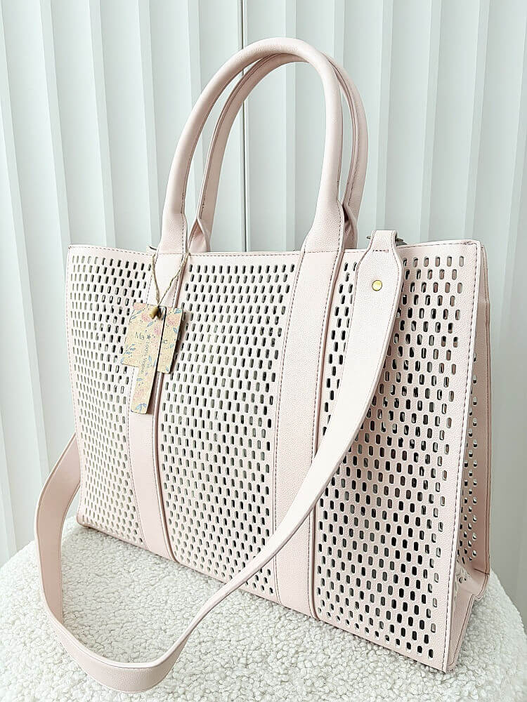 Mandoline torebka shopper różowa ażurowa