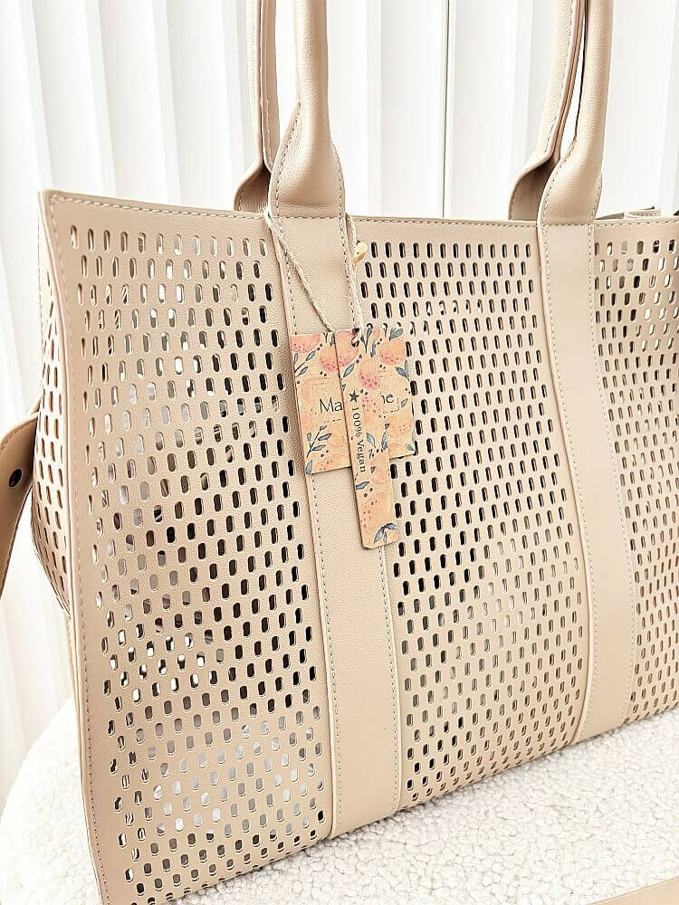 Mandoline torebka shopper beżowa ażurowa