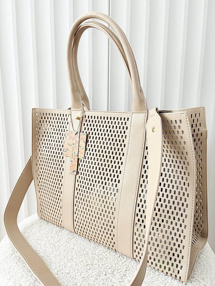 Mandoline torebka shopper beżowa ażurowa