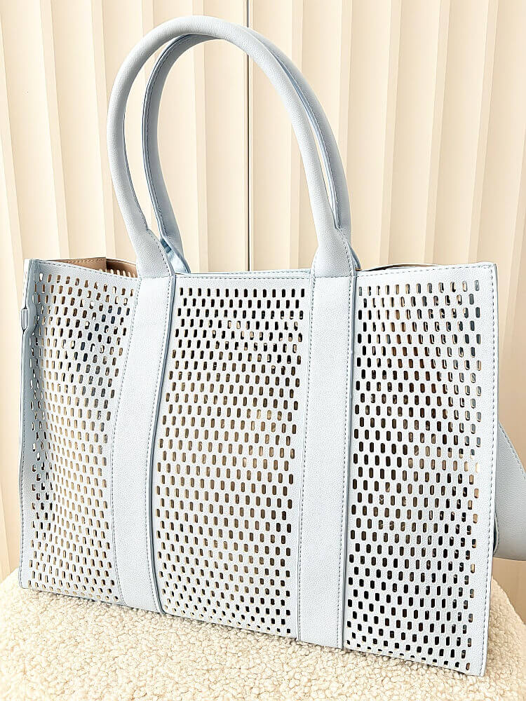 Mandoline torebka shopper niebieska ażurowa