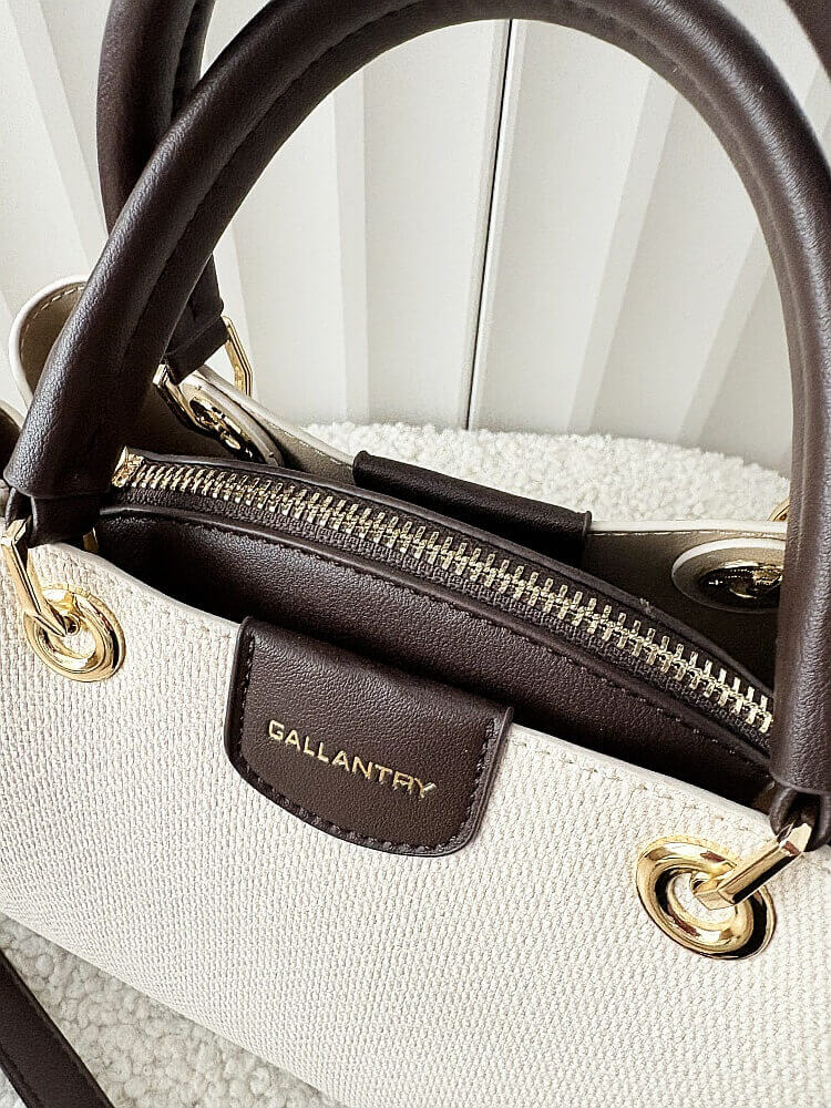 Gallantry mini torebka shopperka beżowa z brązowym