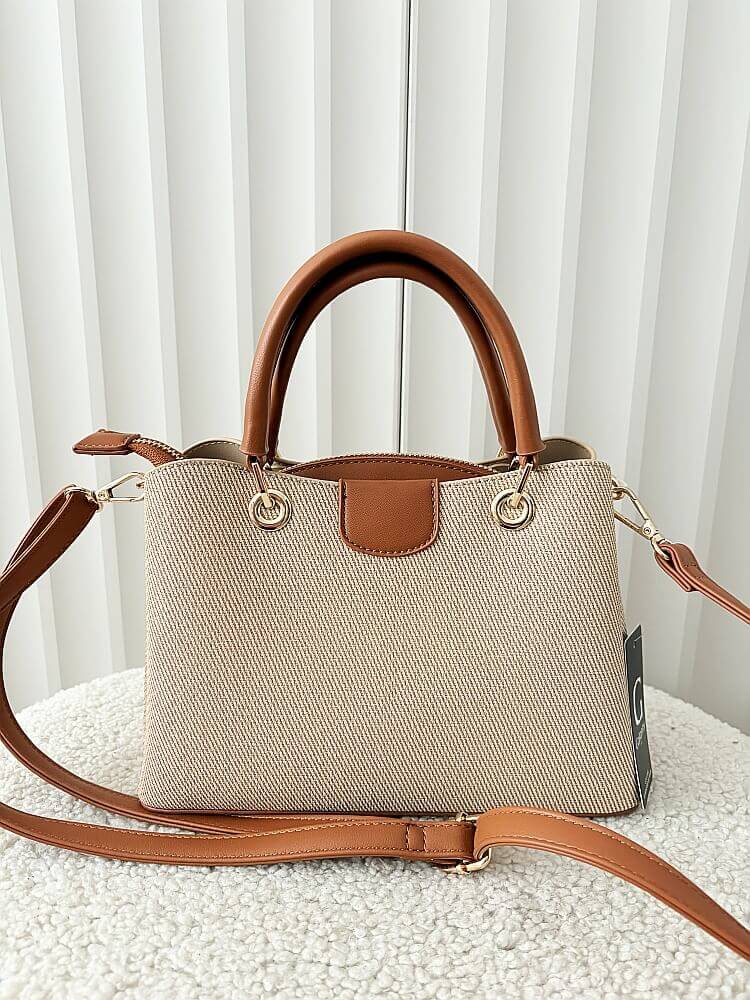 Gallantry mini torebka shopperka ciemnobeżowa z camelowym