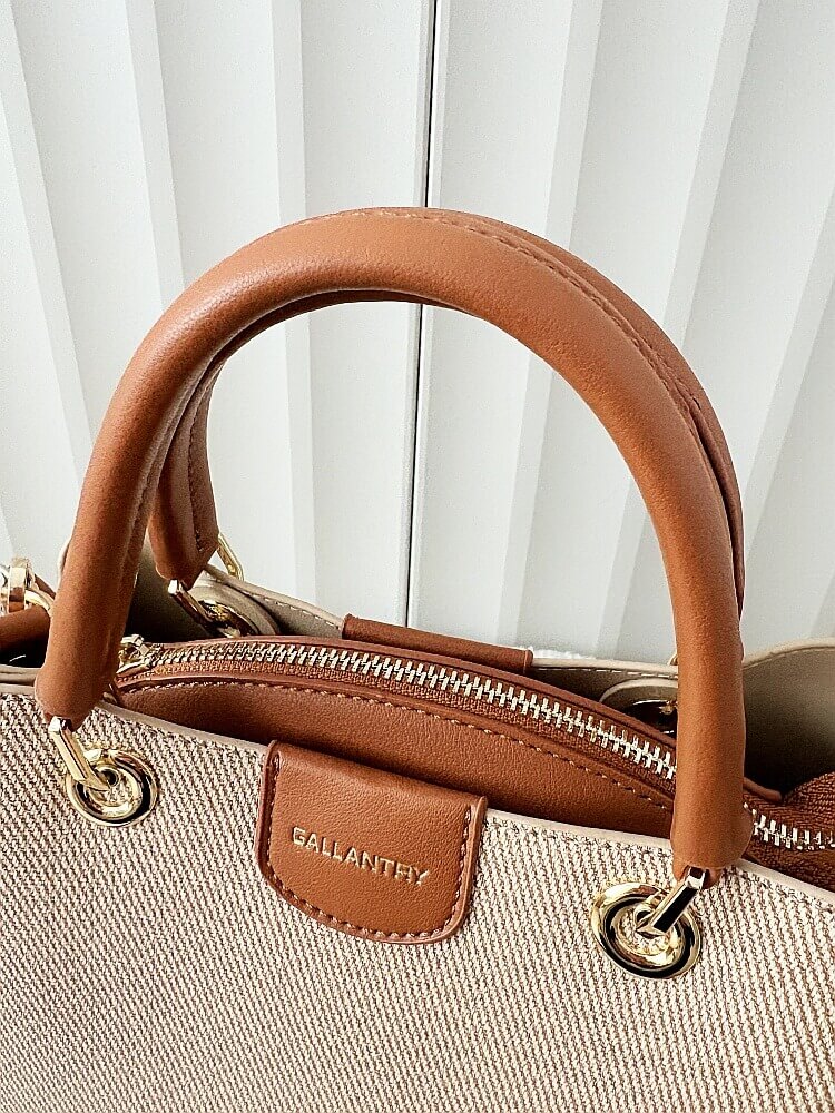 Gallantry mini torebka shopperka ciemnobeżowa z camelowym