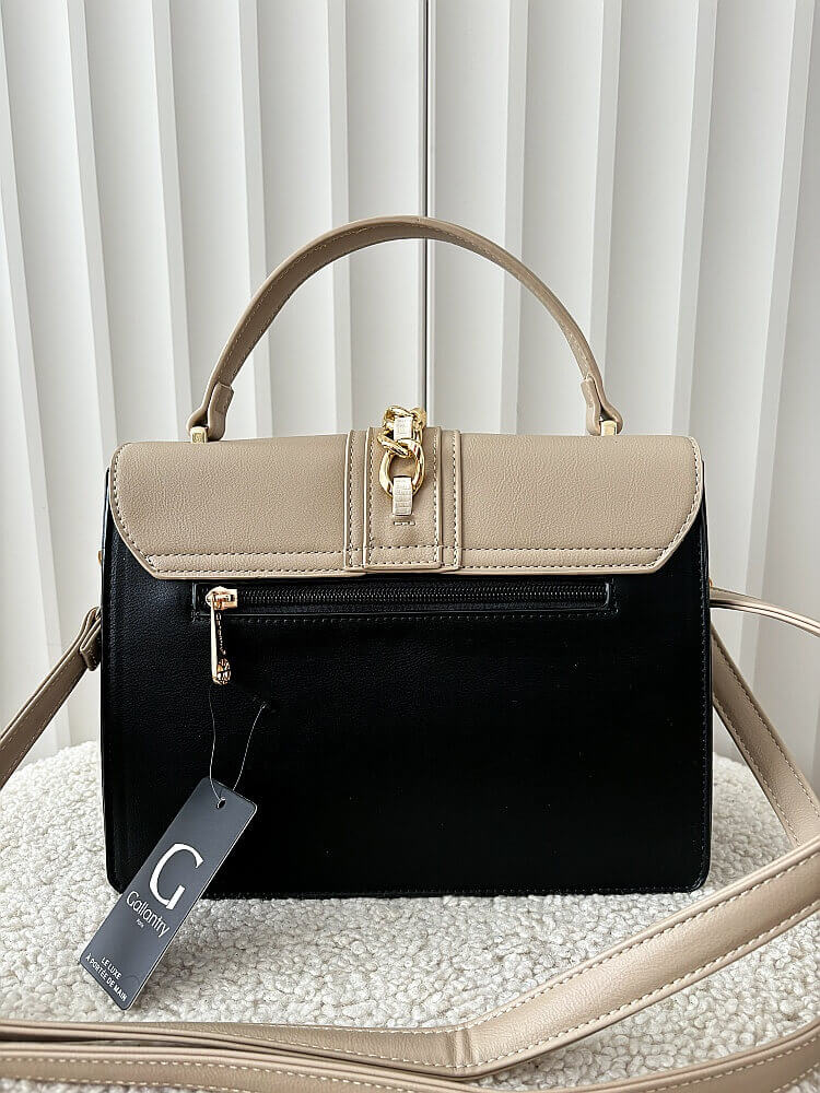 Gallantry torebka listonoszka czarna z beżowym z klapką