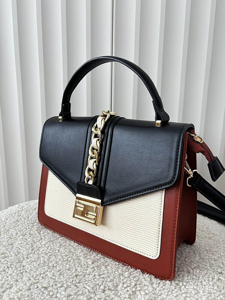 Gallantry torebka listonoszka brązowa z czarnym z klapką