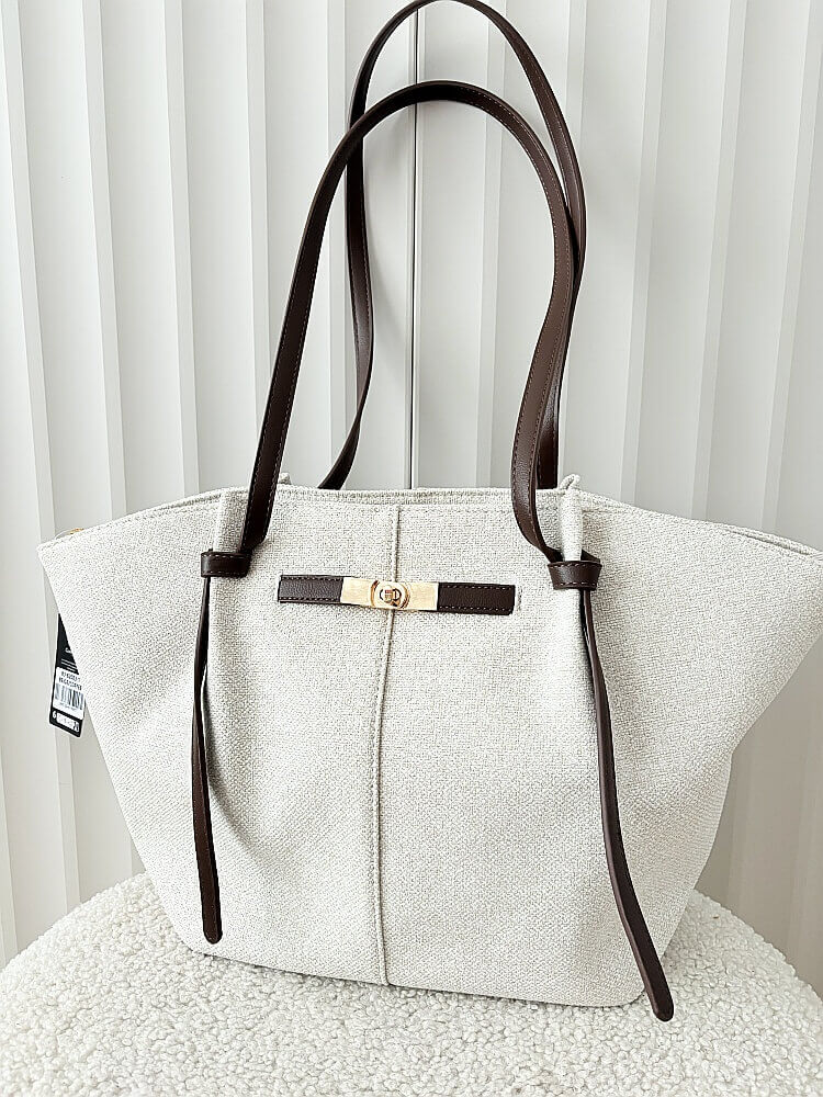 Gallantry torba shopper beżowa z brązowym materiałowa