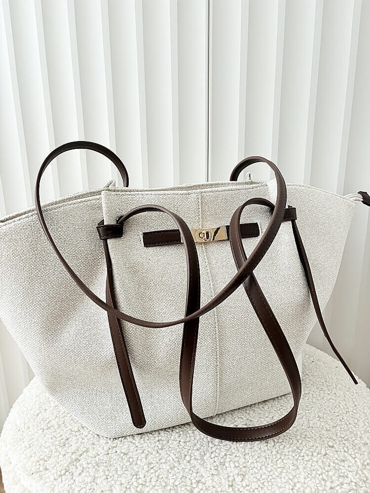 Gallantry torba shopper beżowa z brązowym materiałowa