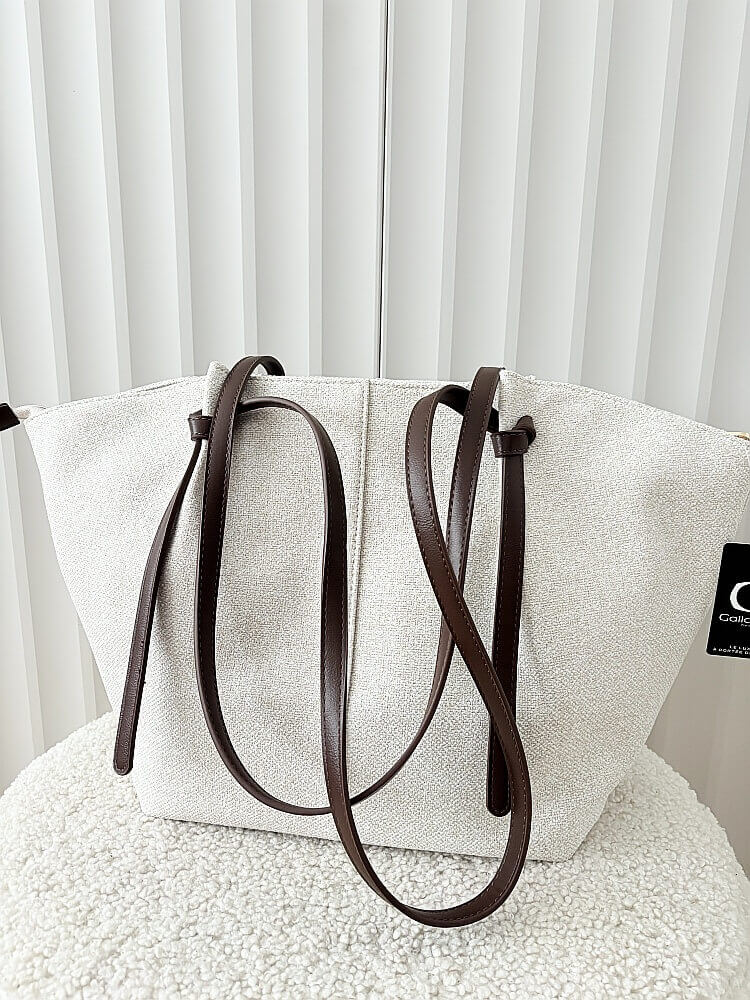Gallantry torba shopper beżowa z brązowym materiałowa