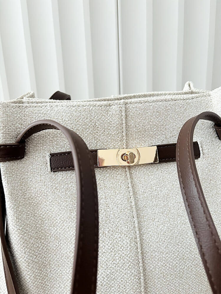 Gallantry torba shopper beżowa z brązowym materiałowa