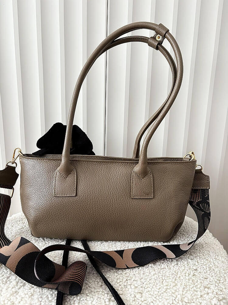 Ego torebka shopperka skórzana taupe z różą